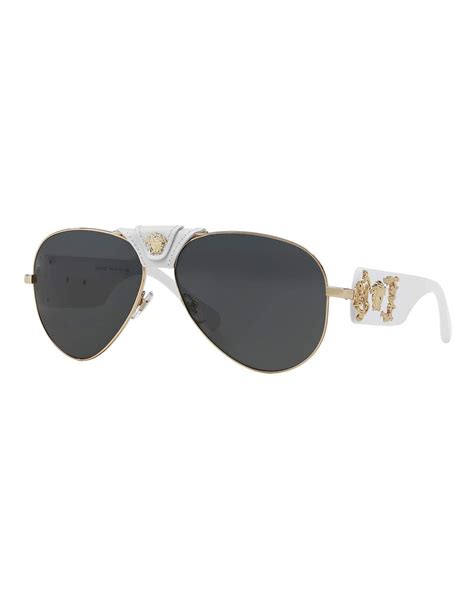 versace black and gold aviators|Versace aviator sunglasses white.